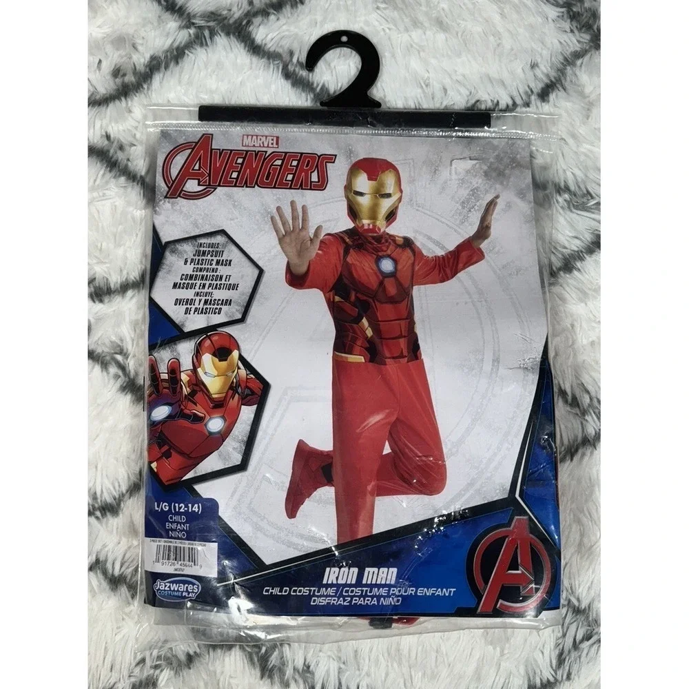 MARVEL Avengers Iron Man Jumpsuit Mask Costume Cosplay Child L (12-14) *NEW*